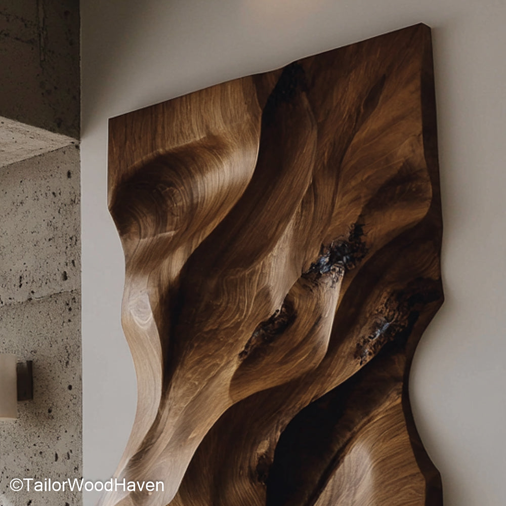 Wall Sculpture Wood Handcrafted Wooden Wall Art Panel Featuring Intricate Carvings for Rustic, Nature Inspired Interior Decor