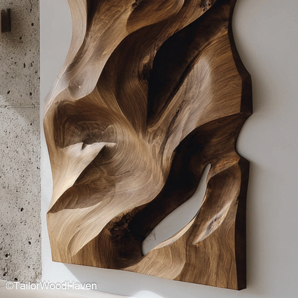 Wall Sculpture Wood Handcrafted Wooden Wall Art Panel Featuring Intricate Carvings for Rustic, Nature Inspired Interior Decor