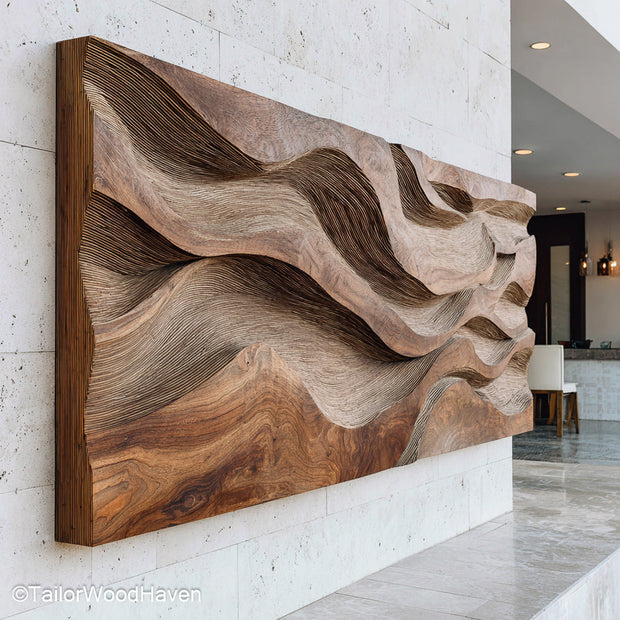Wood Carved Wall Decor Decorative Handmade Wooden Wall Panel with Elegant Patterns for Living Room, Hallway, or Entryway Accent