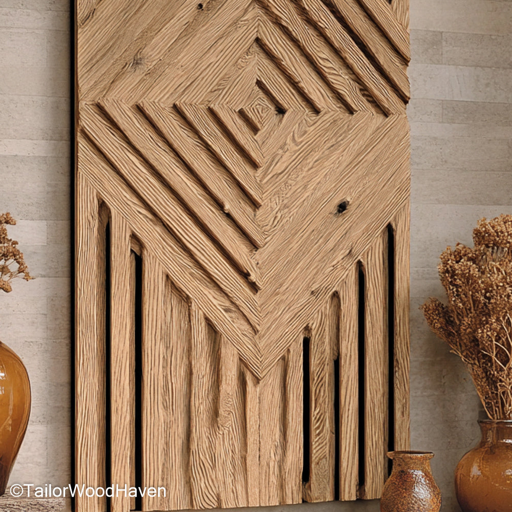 Wood Carved Wall Hanging Rustic Carved Wood Panel for Wall Display, Ideal for Adding Warmth and Texture to Your Home Space