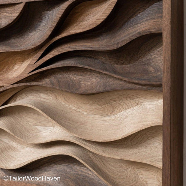 Carved Wood Wall Hanging Elegant Wall Panel Carved from Solid Wood, Designed to Bring Warmth and Detail to Any Room