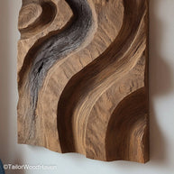 Wood Art Decor made from natural hardwood with carved detailing and rustic finish, suitable for living rooms, offices, or hallway wall enhancement