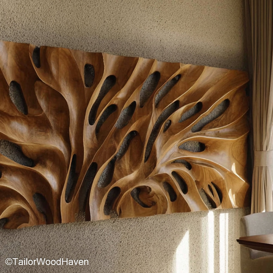 Wood Wall Hanging Artistic Wood Wall Hanging Sculpture for Boho, Rustic, or Scandinavian Interiors