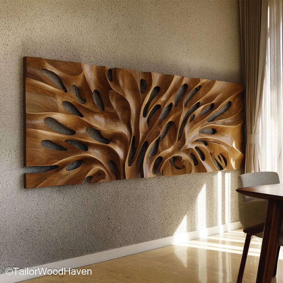 Wood Wall Hanging Artistic Wood Wall Hanging Sculpture for Boho, Rustic, or Scandinavian Interiors