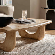 Rounded Edge Coffee Table Natural Wood Coffee Table with Smoothed, Rounded Live Edge for Organic and Modern Spaces