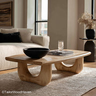 Rounded Edge Coffee Table Natural Wood Coffee Table with Smoothed, Rounded Live Edge for Organic and Modern Spaces