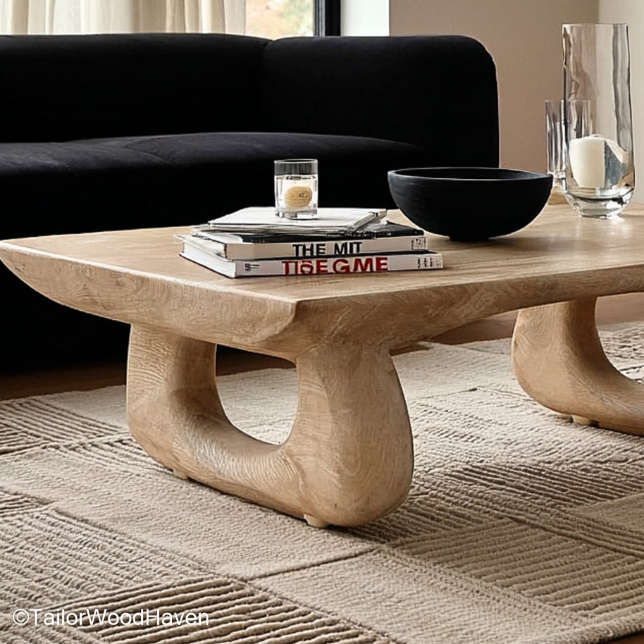 Live Edge Wood Coffee Table Rustic Coffee Table Made from Solid Live Edge Wood for a Natural, Artisan Look