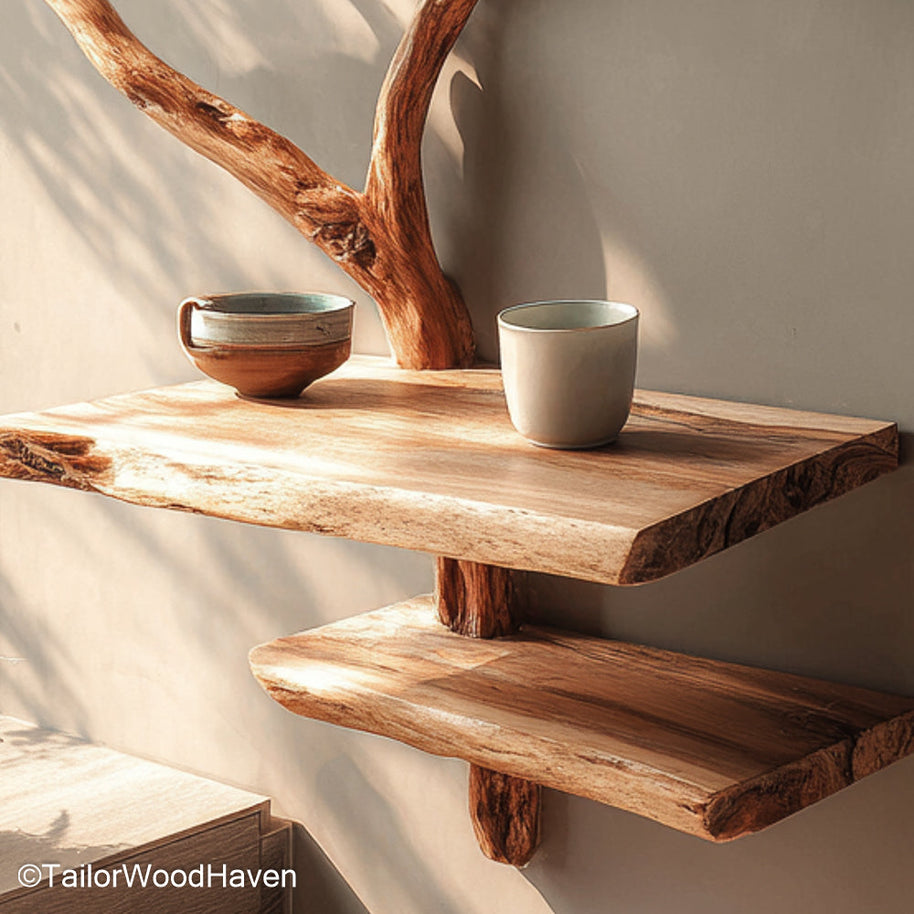 Floating Shelf for Bedside Table built in natural timber with minimalist styling and durable mounting, ideal for clean, compact bedroom walls