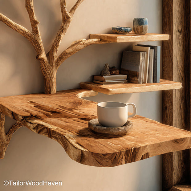 Floating Shelf Bedside Table crafted from real wood with hidden brackets and smooth finish, a space saving and stylish alternative to bulky furniture