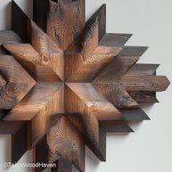 Mosaic Wood Art composed of hand cut wood tiles with varied grain and tone, designed to bring dimension and texture to contemporary or boho wall displays