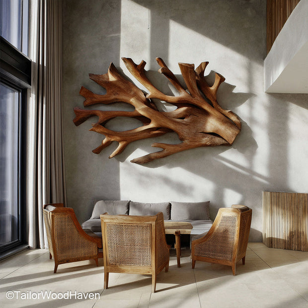 Wall Art with Driftwood Nature Inspired Wall Sculpture Featuring Real Driftwood for Modern Rustic Homes