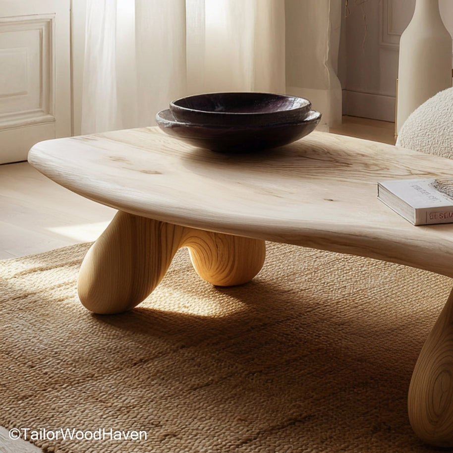Coffee Table Slab of Wood Solid Slab of Wood Crafted into a Rustic Live Edge Coffee Table for Organic Interior Styling