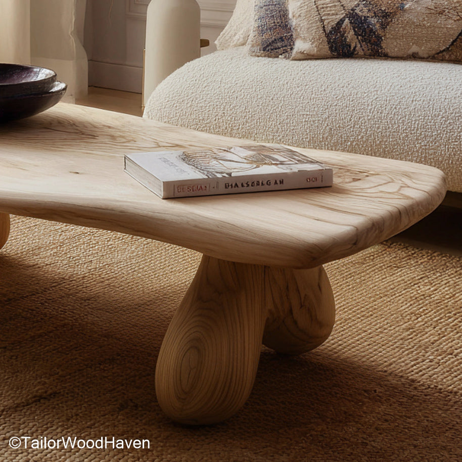 Coffee Table Slab of Wood Solid Slab of Wood Crafted into a Rustic Live Edge Coffee Table for Organic Interior Styling