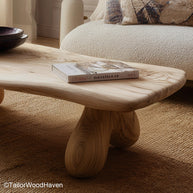 Coffee Table Slab of Wood Solid Slab of Wood Crafted into a Rustic Live Edge Coffee Table for Organic Interior Styling