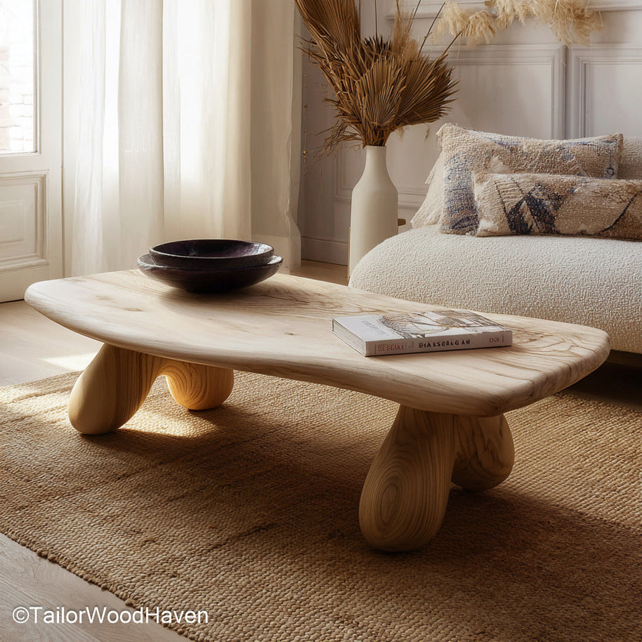 Coffee Table Slab of Wood Solid Slab of Wood Crafted into a Rustic Live Edge Coffee Table for Organic Interior Styling