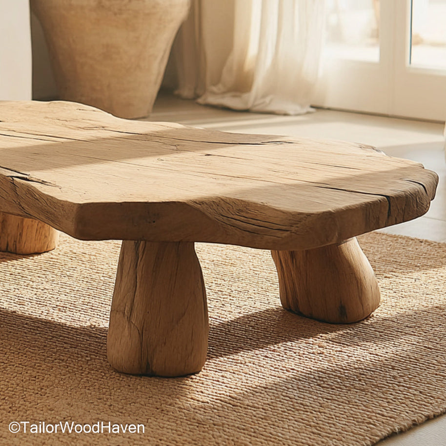 Wood Slab Coffee Table Handmade Live Edge Coffee Table Crafted from Solid Wood Slab for Rustic Living Room Style