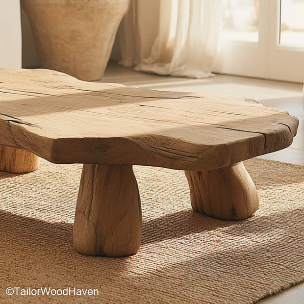 Wood Slab Coffee Table Handmade Live Edge Coffee Table Crafted from Solid Wood Slab for Rustic Living Room Style