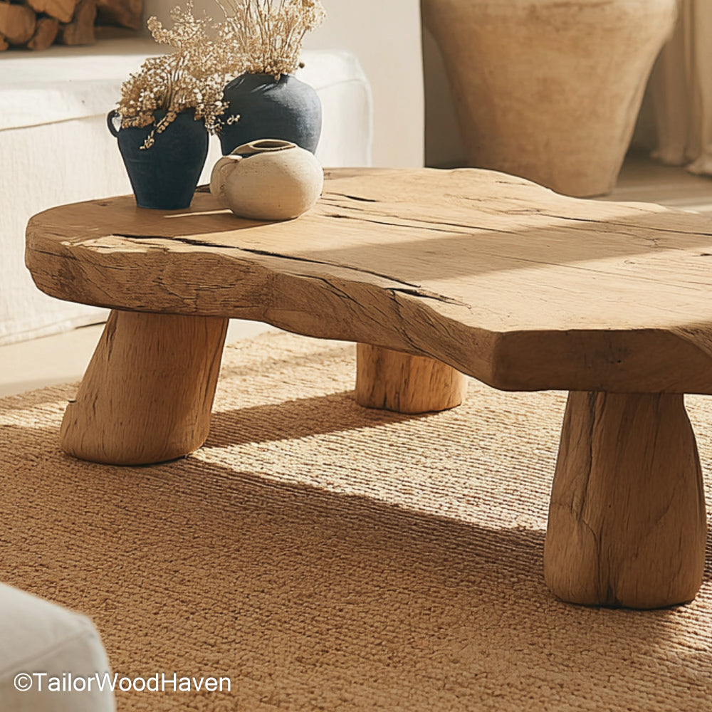 Wood Slab Coffee Table Handmade Live Edge Coffee Table Crafted from Solid Wood Slab for Rustic Living Room Style