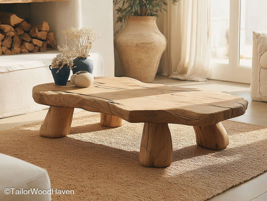 Wood Slab Coffee Table Handmade Live Edge Coffee Table Crafted from Solid Wood Slab for Rustic Living Room Style