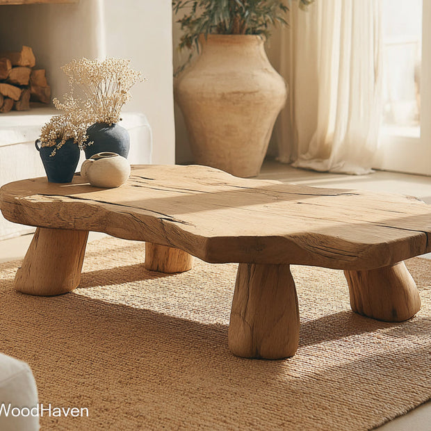 Wood Slab Coffee Table Handmade Live Edge Coffee Table Crafted from Solid Wood Slab for Rustic Living Room Style