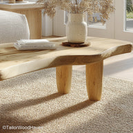 Live Edge Coffee Table Slab Coffee Table Made from a Single Wood Slab Featuring Live Edge Grain and Texture