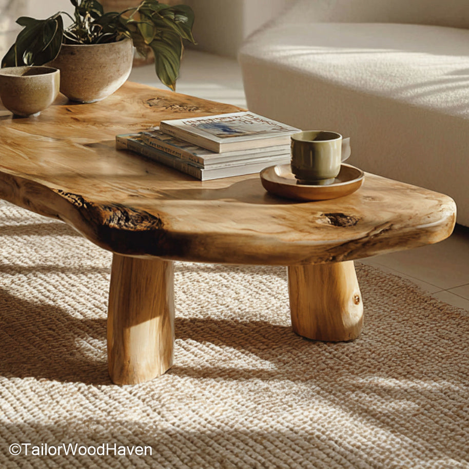 Coffee Table Live Edge Wood Handcrafted Coffee Table Featuring Live Edge Wood Design for Rustic or Contemporary Homes