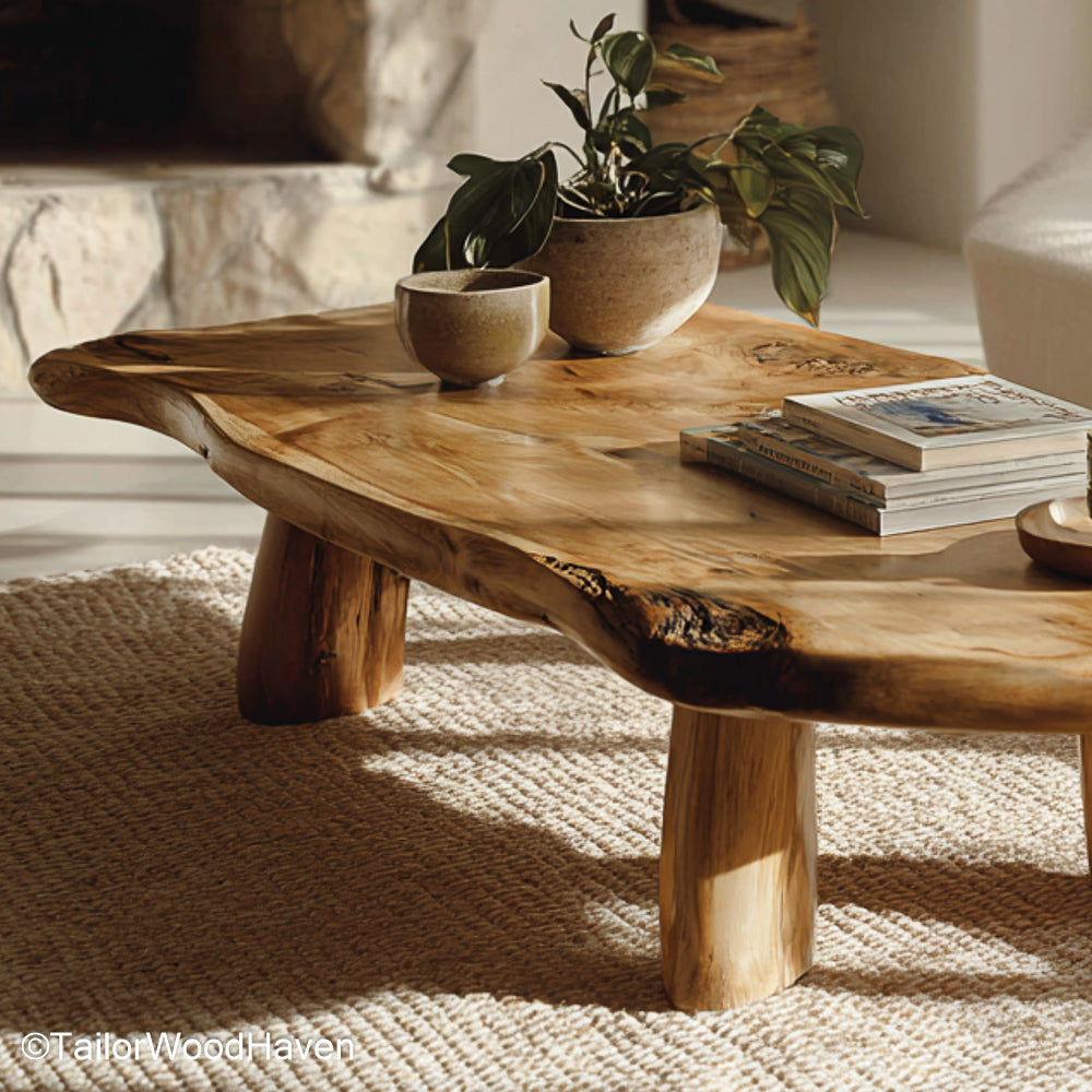 Coffee Table Live Edge Wood Handcrafted Coffee Table Featuring Live Edge Wood Design for Rustic or Contemporary Homes