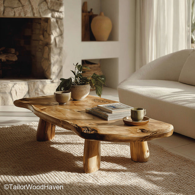 Coffee Table Live Edge Wood Handcrafted Coffee Table Featuring Live Edge Wood Design for Rustic or Contemporary Homes