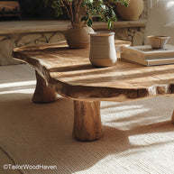 Raw Edge Coffee Table Handcrafted Live Edge Coffee Table Featuring Natural, Raw Wood Grain for Rustic Interiors