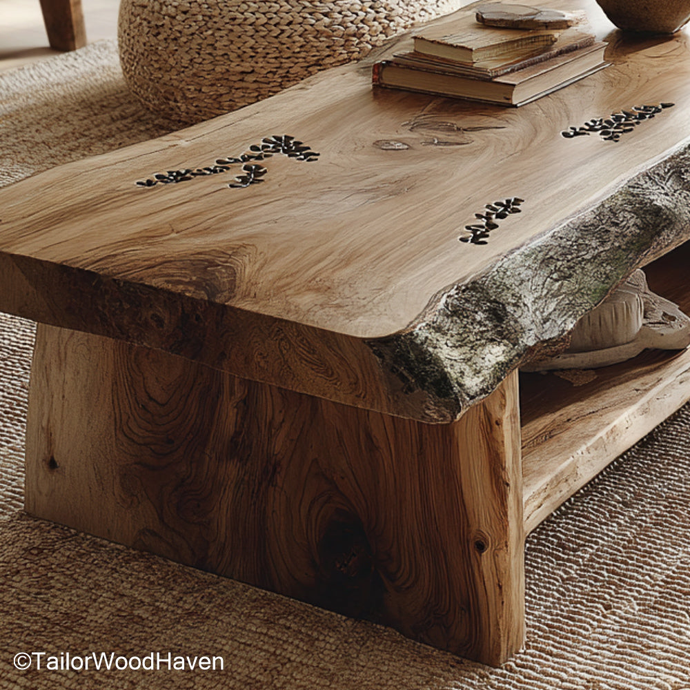 Natural Edge Coffee Table Coffee Table with Naturally Formed Wood Edge for Earthy, Handcrafted Living Room Decor