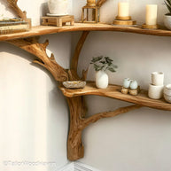 Tree Branch Corner Shelf Artistic Wooden Corner Bookshelf Sculpted to Mimic Tree Branches for Rustic or Boho Decor