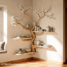 Tree Trunk Corner Bookshelf – Solid Wood Tree-Inspired Corner Bookcase with Rustic Trunk Texture and Organic Charm