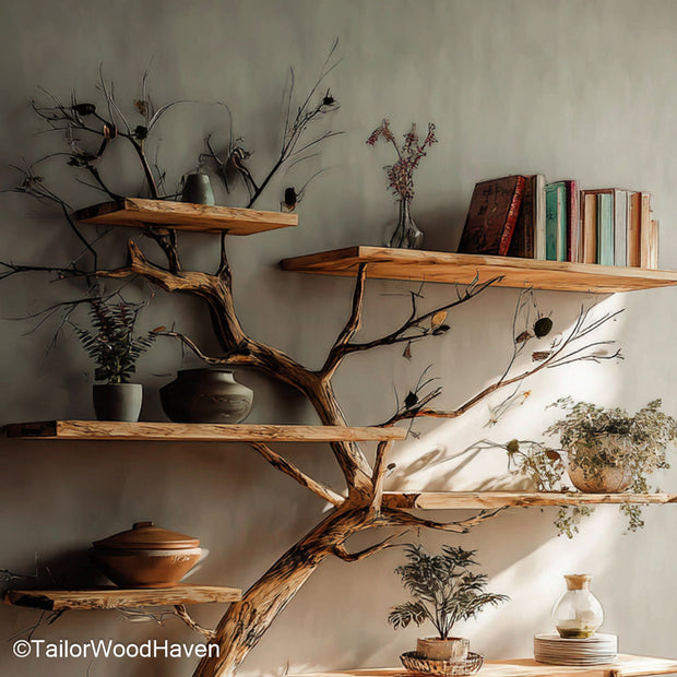 Tree Book Stand Wooden Stand for Books in Tree Design, Ideal for Desks, Displays, or Nature Themed Interiors