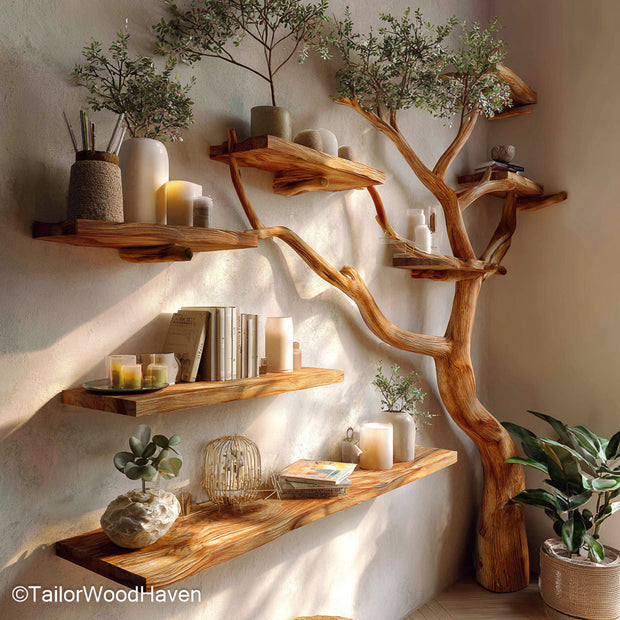 Tree Shaped Bookshelf for Sale Sculptural Wooden Tree Bookcase Available in Multiple Sizes for Living Rooms or Nurseries