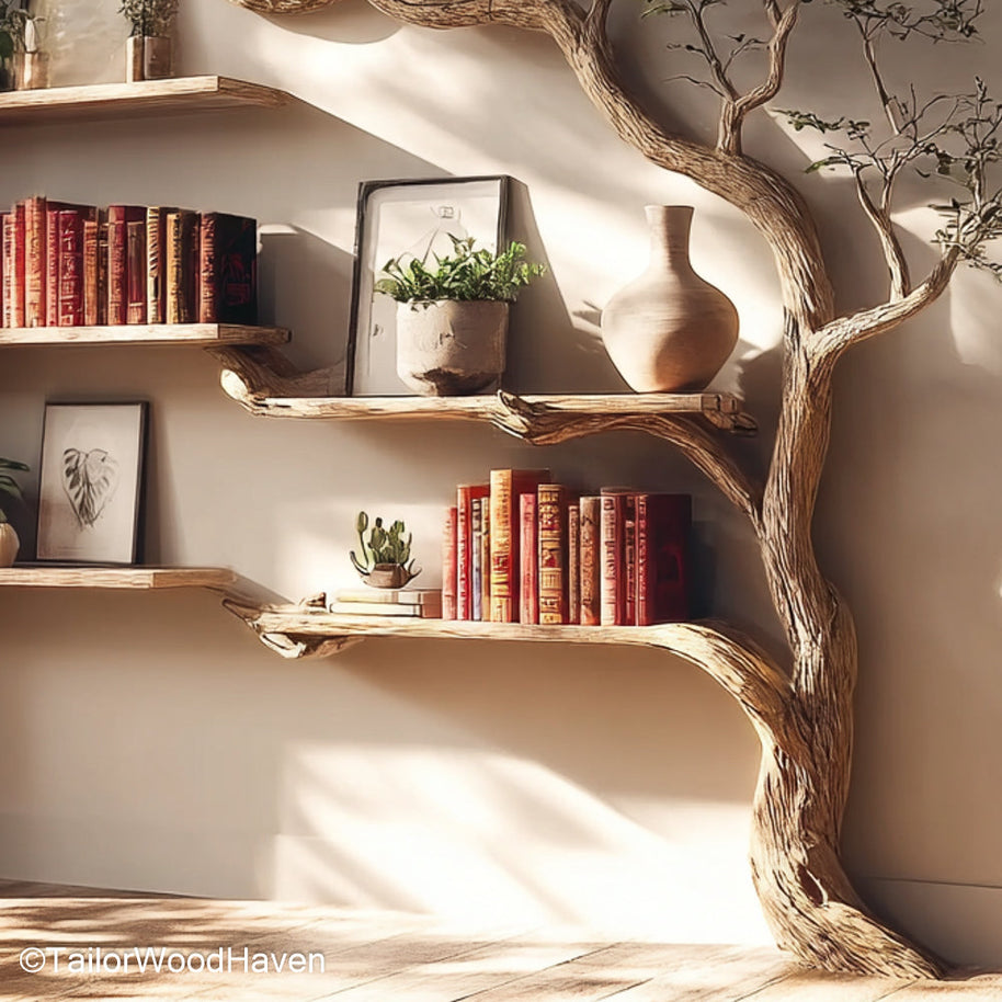 Birch Tree Bookshelf Tree Inspired Wooden Bookcase Made from Birch for Scandinavian or Nature Inspired Spaces