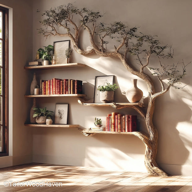 Birch Tree Bookshelf Tree Inspired Wooden Bookcase Made from Birch for Scandinavian or Nature Inspired Spaces