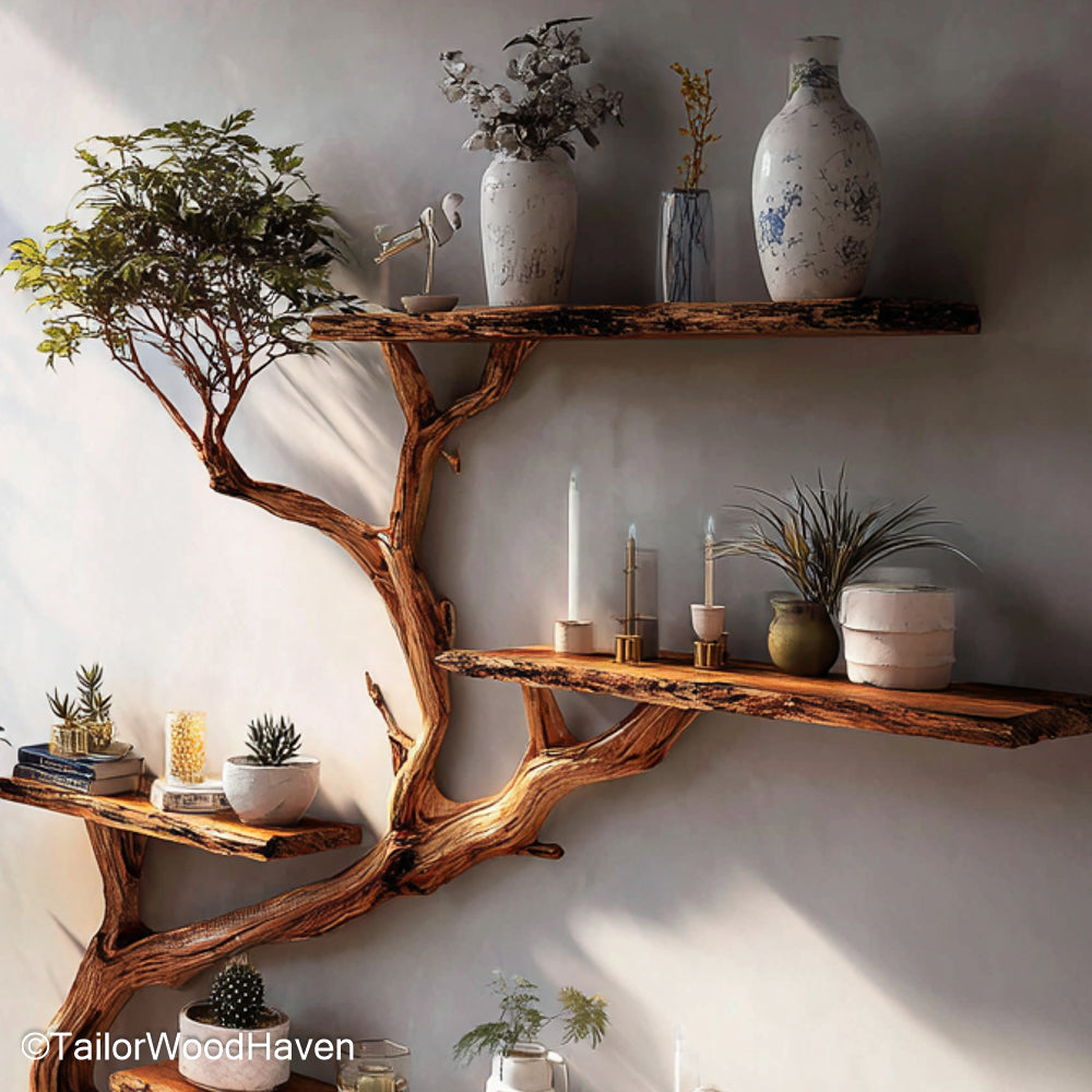Book Case Tree Unique Tree Shaped Wooden Bookcase for Rustic Rooms, Artistic Spaces, or Kids’ Reading Corners