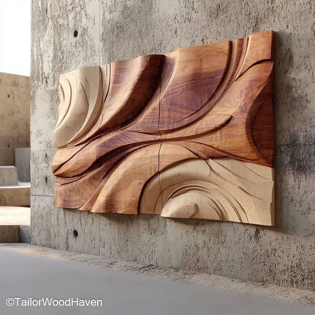 Wood Wall Carving Decorations Rustic Wooden Wall Art Pieces Featuring Hand Carved Designs for Natural and Artistic Home Decor