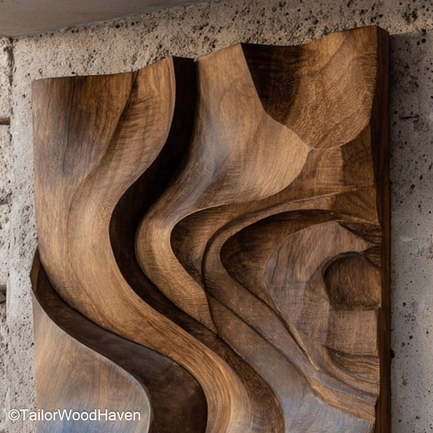 Sliced Wood Wall Art featuring cross section wood slices arranged by hand, ideal for adding organic patterns and rustic warmth to modern interiors
