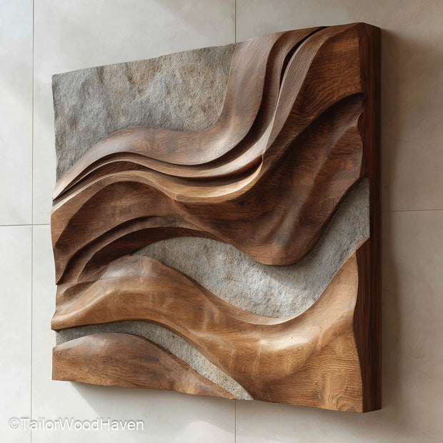 Wood Mid Century Wall Art designed with clean lines and bold shapes in solid wood, inspired by mid century style to suit vintage or modern walls