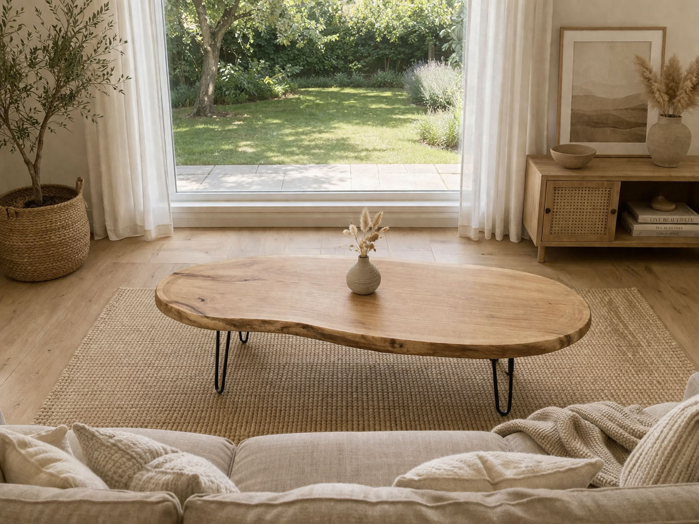 Traditional oval coffee table with natural wood grain and balanced proportions