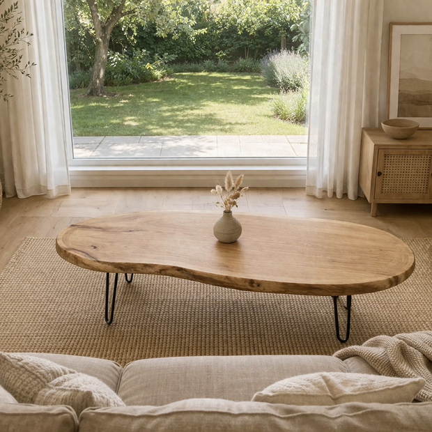 Traditional oval coffee table with natural wood grain and balanced proportions