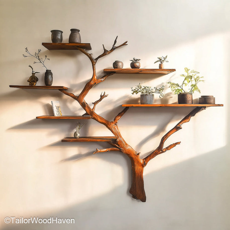 Little Tree Bookshelf Small Wooden Tree Bookshelf for Compact Rooms, Kids’ Spaces, or Minimalist Book Storage