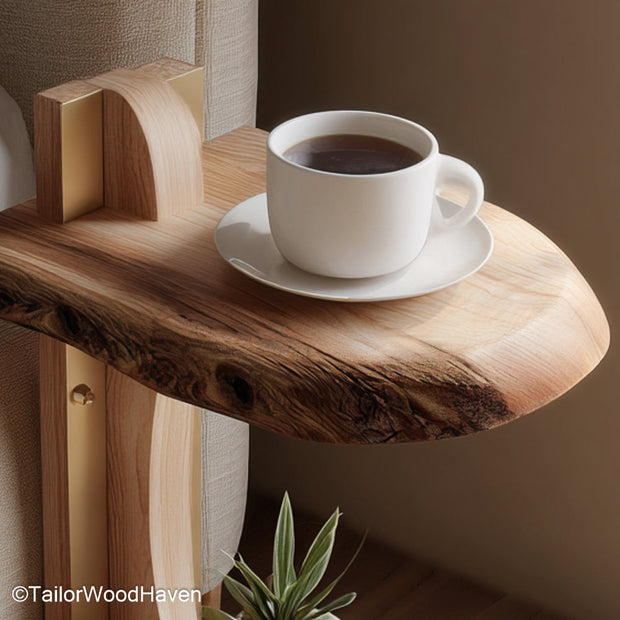 Wall mounted bedside crafted from hardwood with a clean floating frame and compact surface, ideal for saving space in modern sleeping areas
