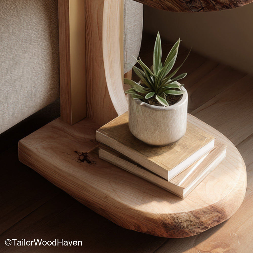 Wall mounted bedside crafted from hardwood with a clean floating frame and compact surface, ideal for saving space in modern sleeping areas