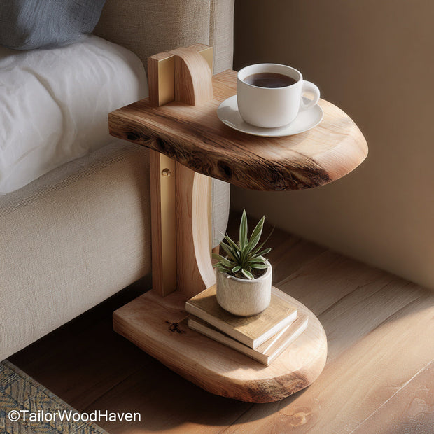 Wall mounted bedside crafted from hardwood with a clean floating frame and compact surface, ideal for saving space in modern sleeping areas