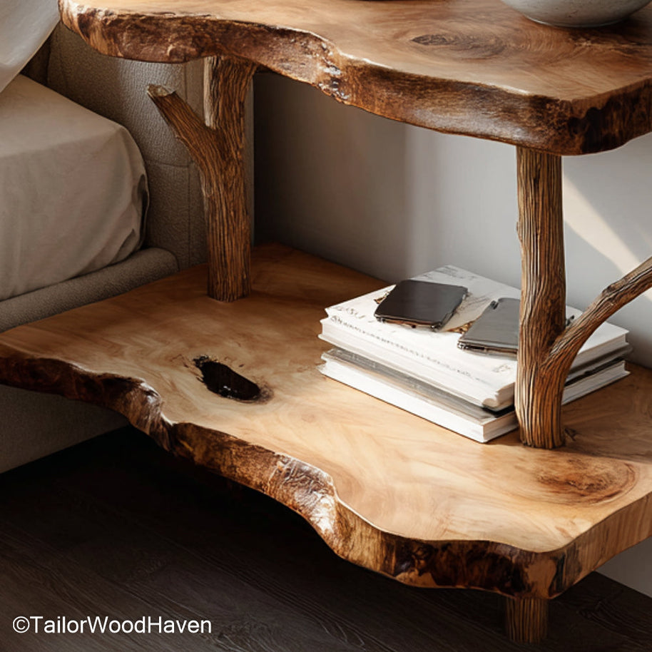 Bedside wall mount made from hardwood with smooth floating top and durable mounting, perfect for compact modern bedrooms or guest spaces