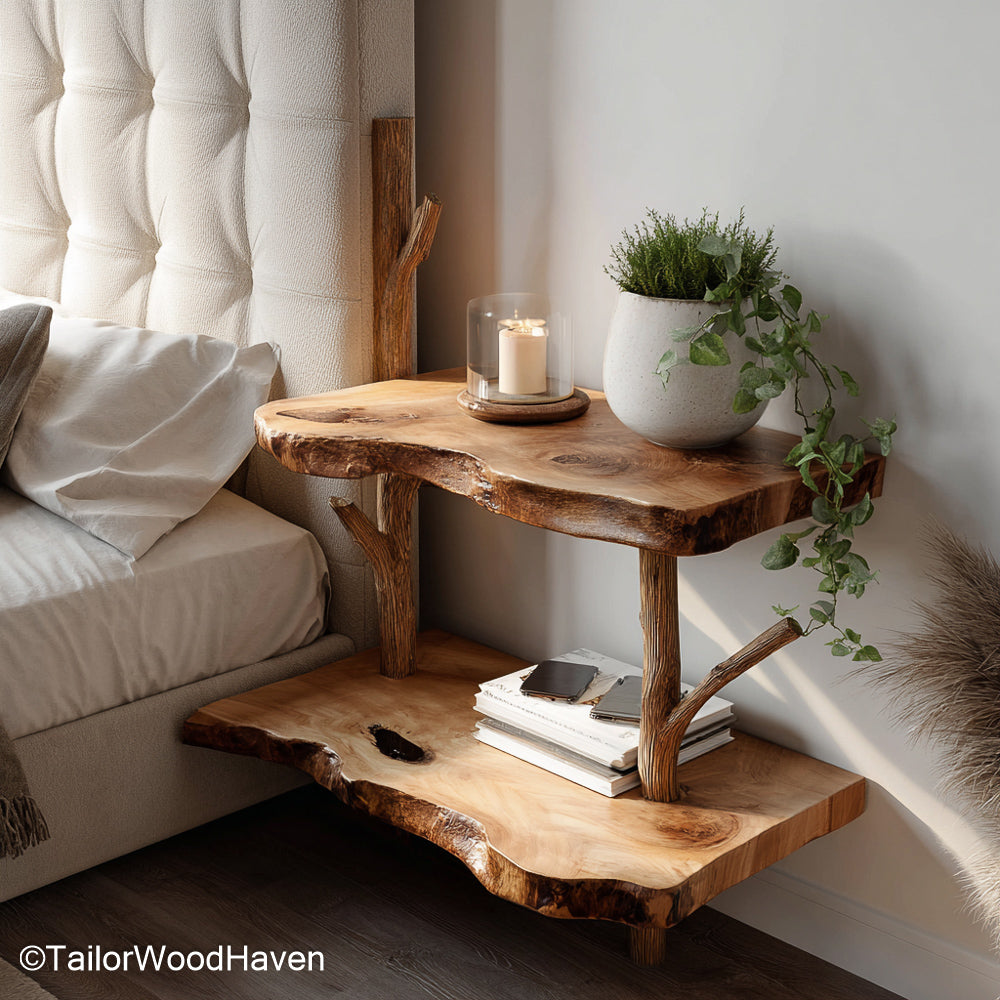 Bedside wall mount made from hardwood with smooth floating top and durable mounting, perfect for compact modern bedrooms or guest spaces