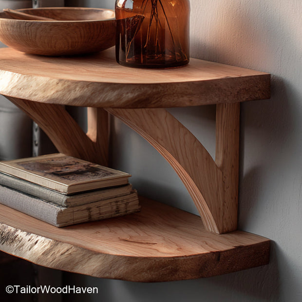 Solid oak floating bedside table crafted from natural oak with visible grain and floating design, adding timeless texture to cozy or modern rooms