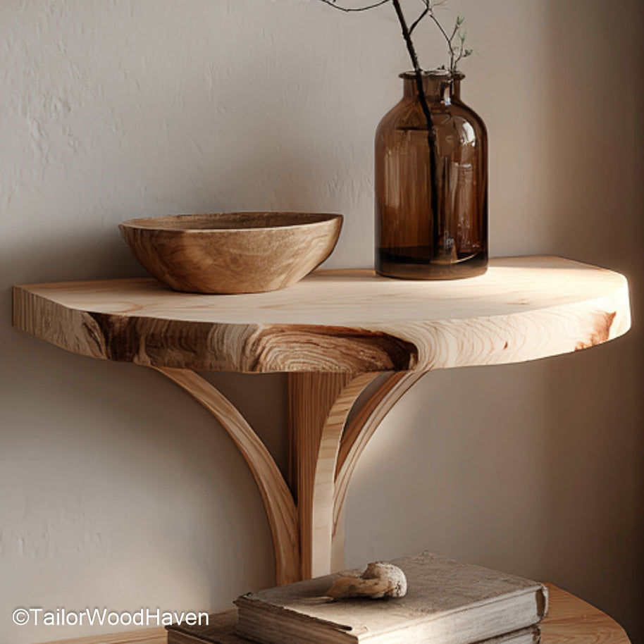 Mini floating nightstand made from solid wood with a compact design and bracket free support, ideal for small spaces or bedside minimalism